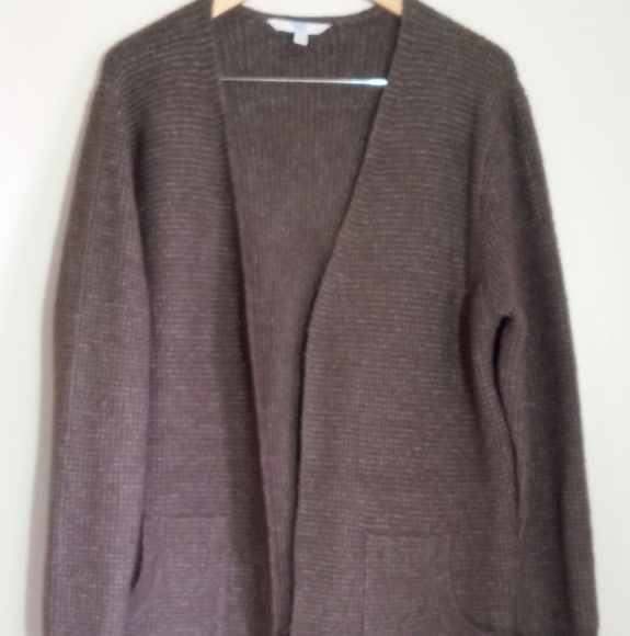 Time and Tru ribbed knit open cardigan variegated Olive green - Picture 1 of 9